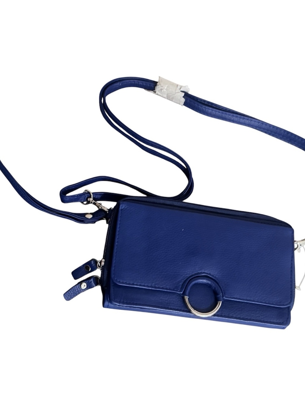 Blue Crossbody Wallet with Ring Accent